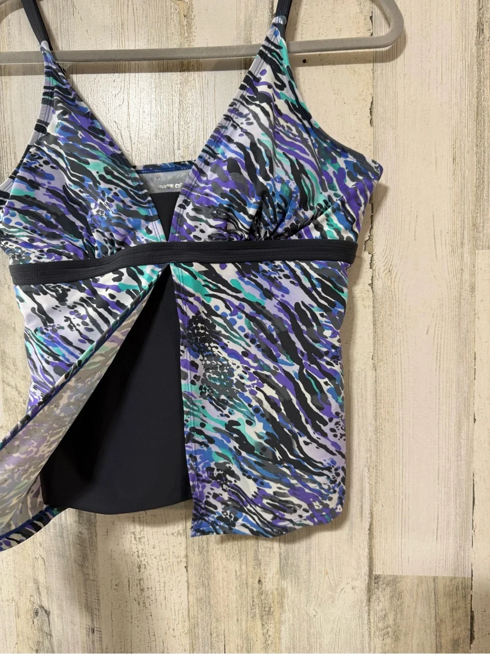Free Country Blue and Purple Abstract Swim Tankini Top